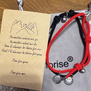 Charming Smiley Face Friendship Bracelets - Black and Red